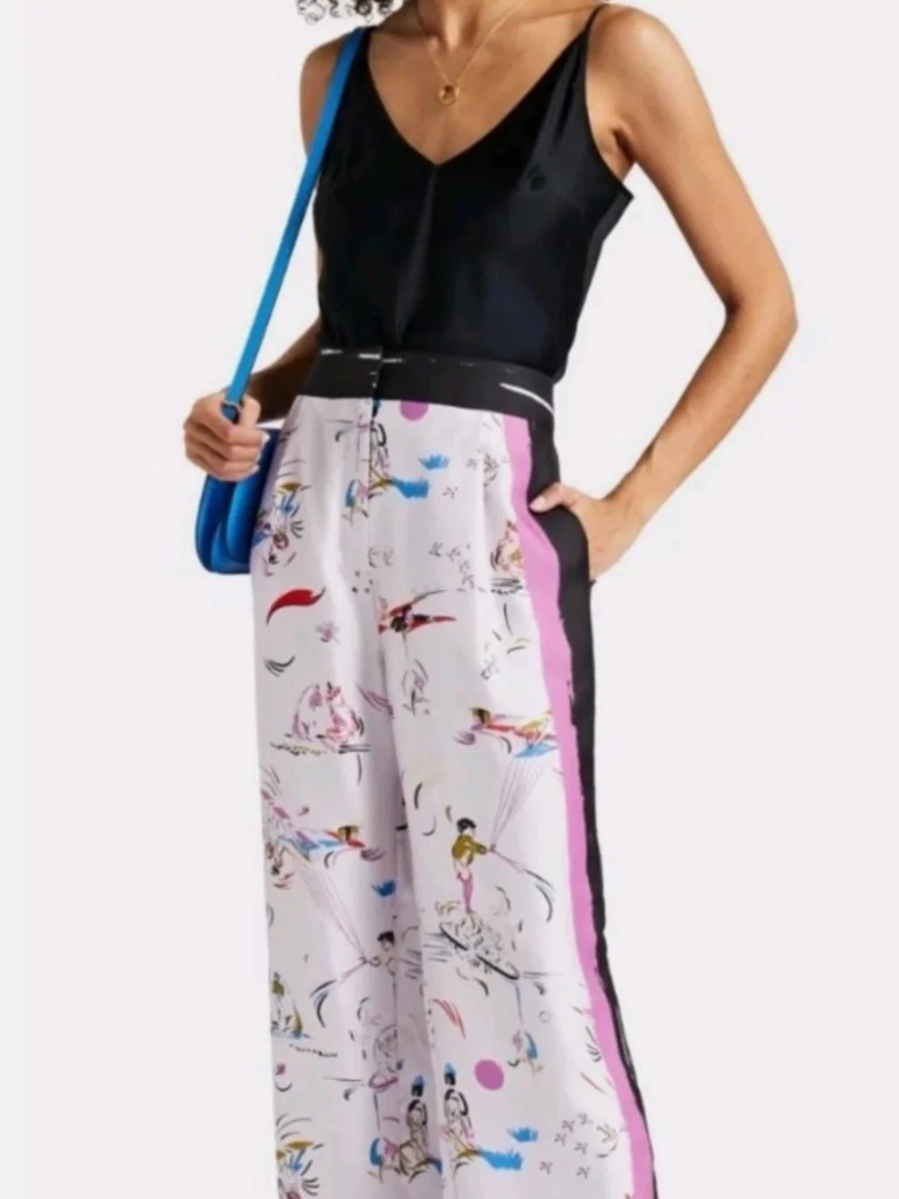 Tory Burch painted Border Pajama Pant Purple Day Dream
